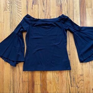 Black Express Off Shoulder With Bell Sleeves Top